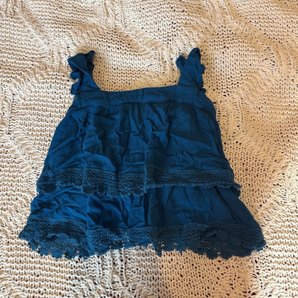 Forever 21 Blue Ruffle Blouse